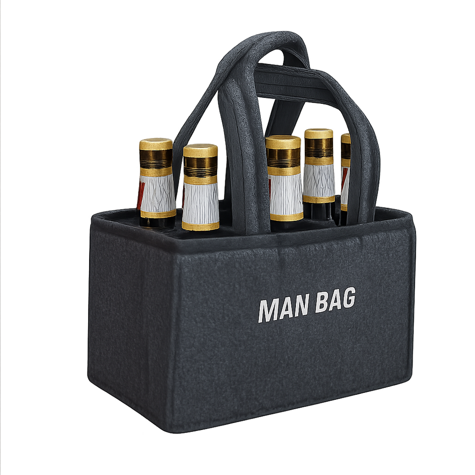 Schoudertas in de vorm van een sixpack bier